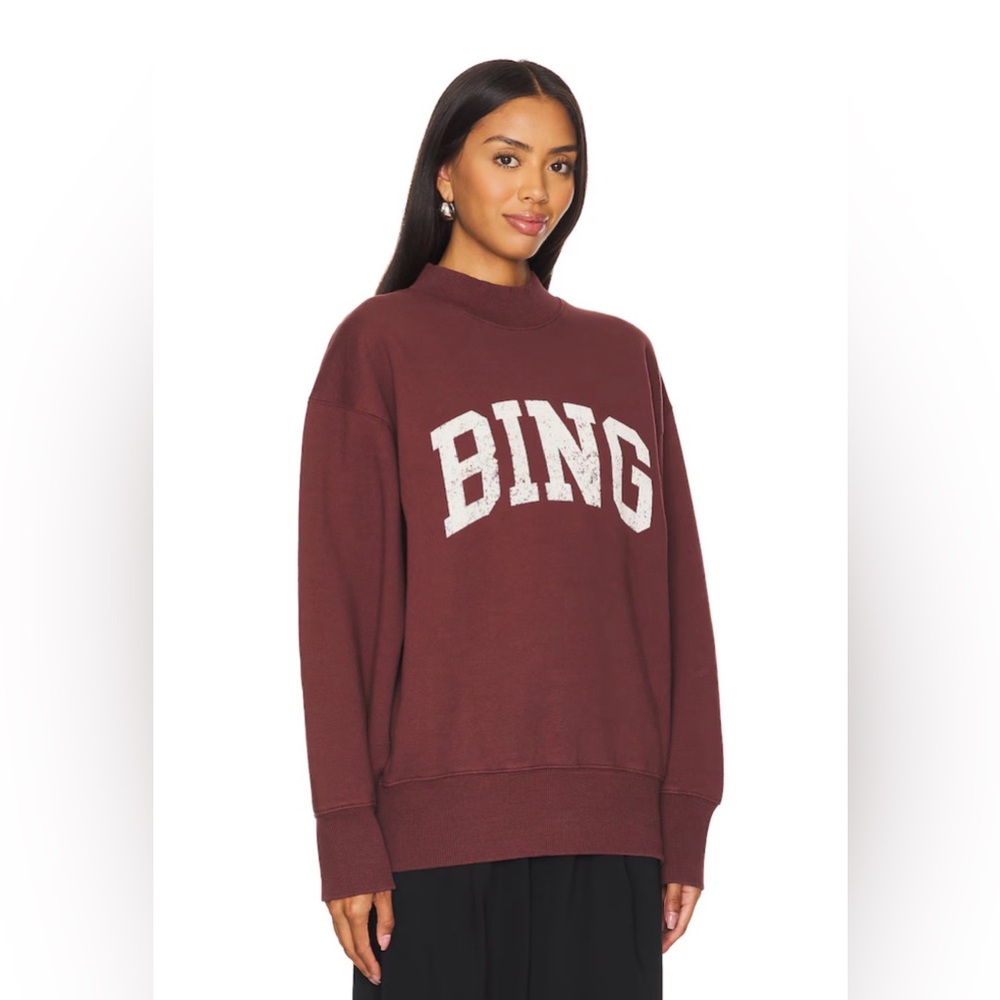 Anine Bing Bradie Sweatshirt in Deep Burgundy Sz L - Picture 10 of 11